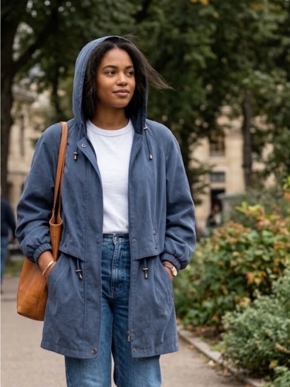 Vintage Gallery Navy Hooded Trench Coat